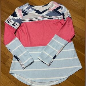 Colorful Long Sleeve Patterned Top